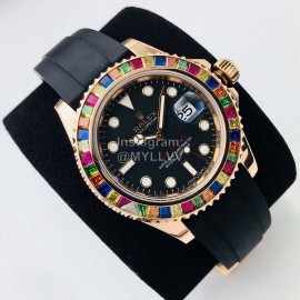 Rolex New 904l Stainless Steel Colored Gem Bezel Watch