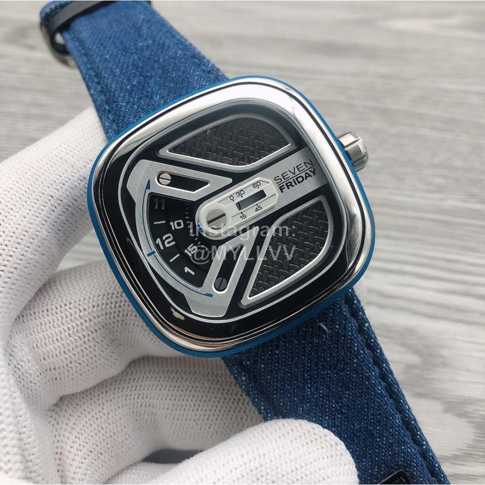Seven Friday Denim Strap Mechanical Watch M1b01