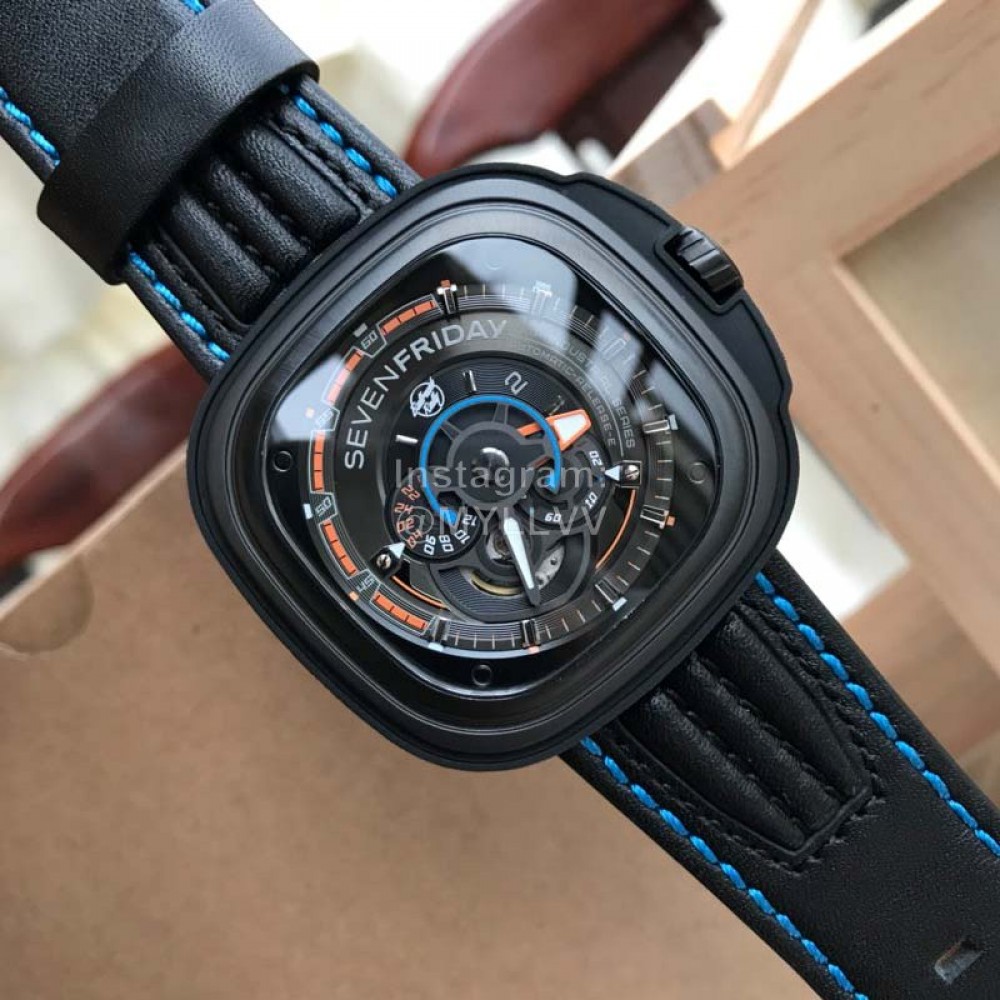 Seven Friday Black Square Dial Watch Sf-P3b02