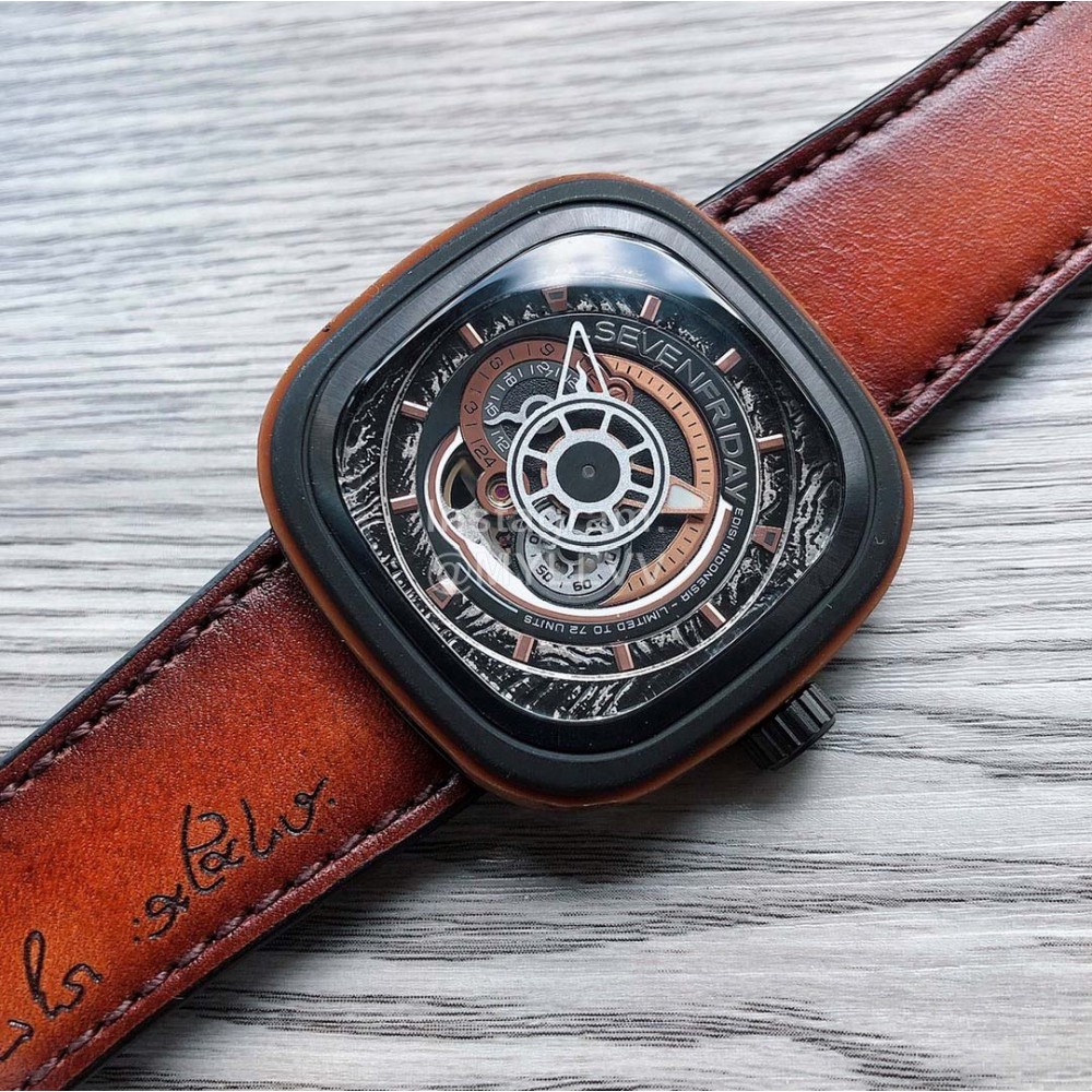 Seven Friday Edisi Brown Strap Mechanical Watch P2b05
