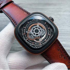 Seven Friday Edisi Brown Strap Mechanical Watch P2b05