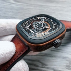 Seven Friday Edisi Brown Strap Mechanical Watch P2b05