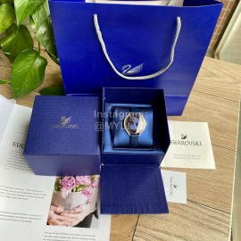 Swarovski Crystal 50m Waterproof Leather Strap Watch Navy