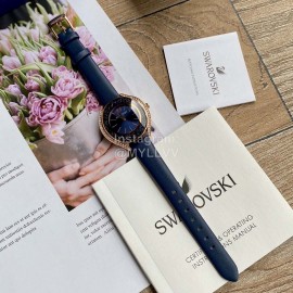 Swarovski Crystal 50m Waterproof Leather Strap Watch Navy