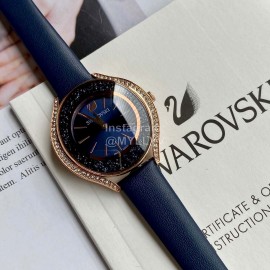 Swarovski Crystal 50m Waterproof Leather Strap Watch Navy