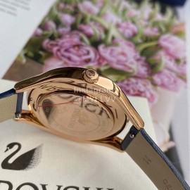 Swarovski Crystal 50m Waterproof Leather Strap Watch Navy