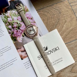 Swarovski Crystal 50m Waterproof Leather Strap Watch Beige