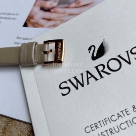 Swarovski Crystal 50m Waterproof Leather Strap Watch Beige