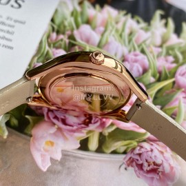 Swarovski Crystal 50m Waterproof Leather Strap Watch Beige