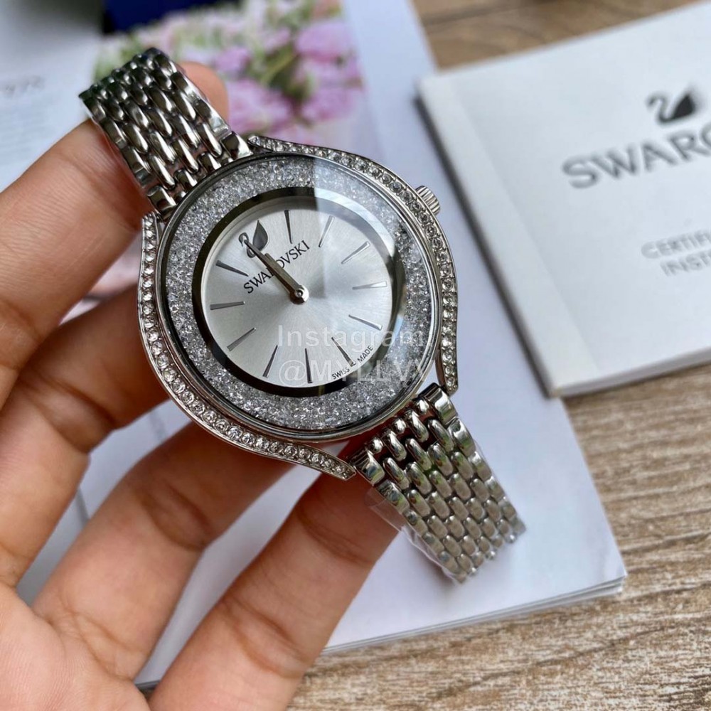 Swarovski Crystal 50m Waterproof Steel Strap Watch Silver