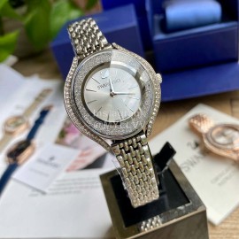 Swarovski Crystal 50m Waterproof Steel Strap Watch Silver