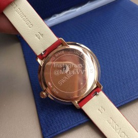 Swarovski New Diamond Crystal Leather Strap Watch For Women Red