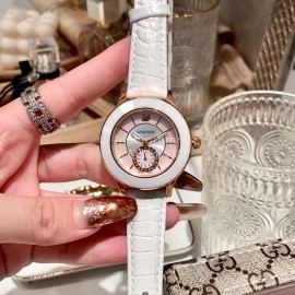 Swarovski Octea Classica 39mm Dial Leather Strap Watch White