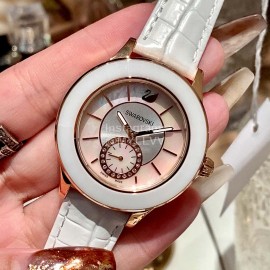 Swarovski Octea Classica 39mm Dial Leather Strap Watch White