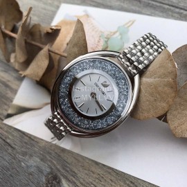 Swarovski Crystalline Oval Crystal Steel Strap Watch Silver