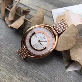 Swarovski Crystalline Oval Crystal Steel Strap Watch Gold