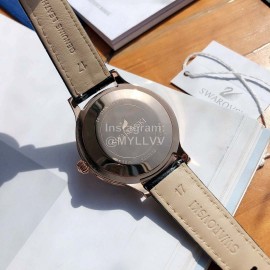 Swarovski Octea Lux Leather Strap Watch For Women Black