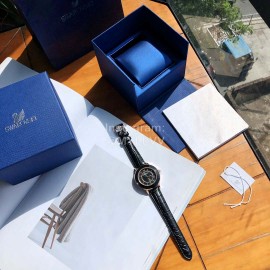 Swarovski Octea Lux Leather Strap Watch For Women Black