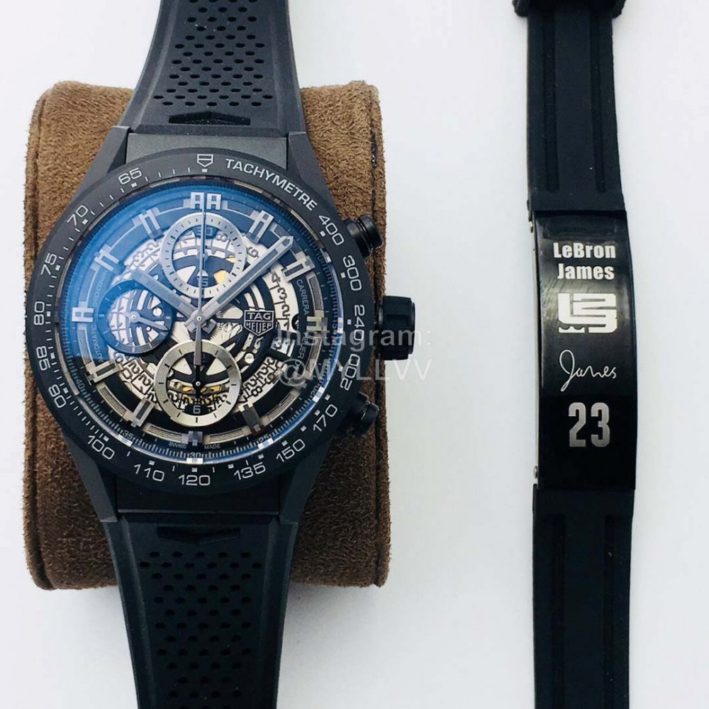 Tag Heuer Xf Factory 43mm Dial Black Strap Watch