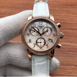 Tissot 316 Fine Steel Leather Strap Watch For Women White