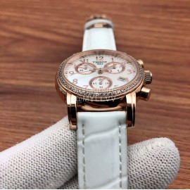 Tissot 316 Fine Steel Leather Strap Watch For Women White