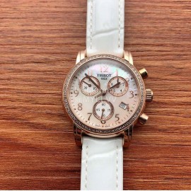 Tissot 316 Fine Steel Leather Strap Watch For Women White