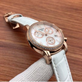 Tissot 316 Fine Steel Leather Strap Watch For Women White