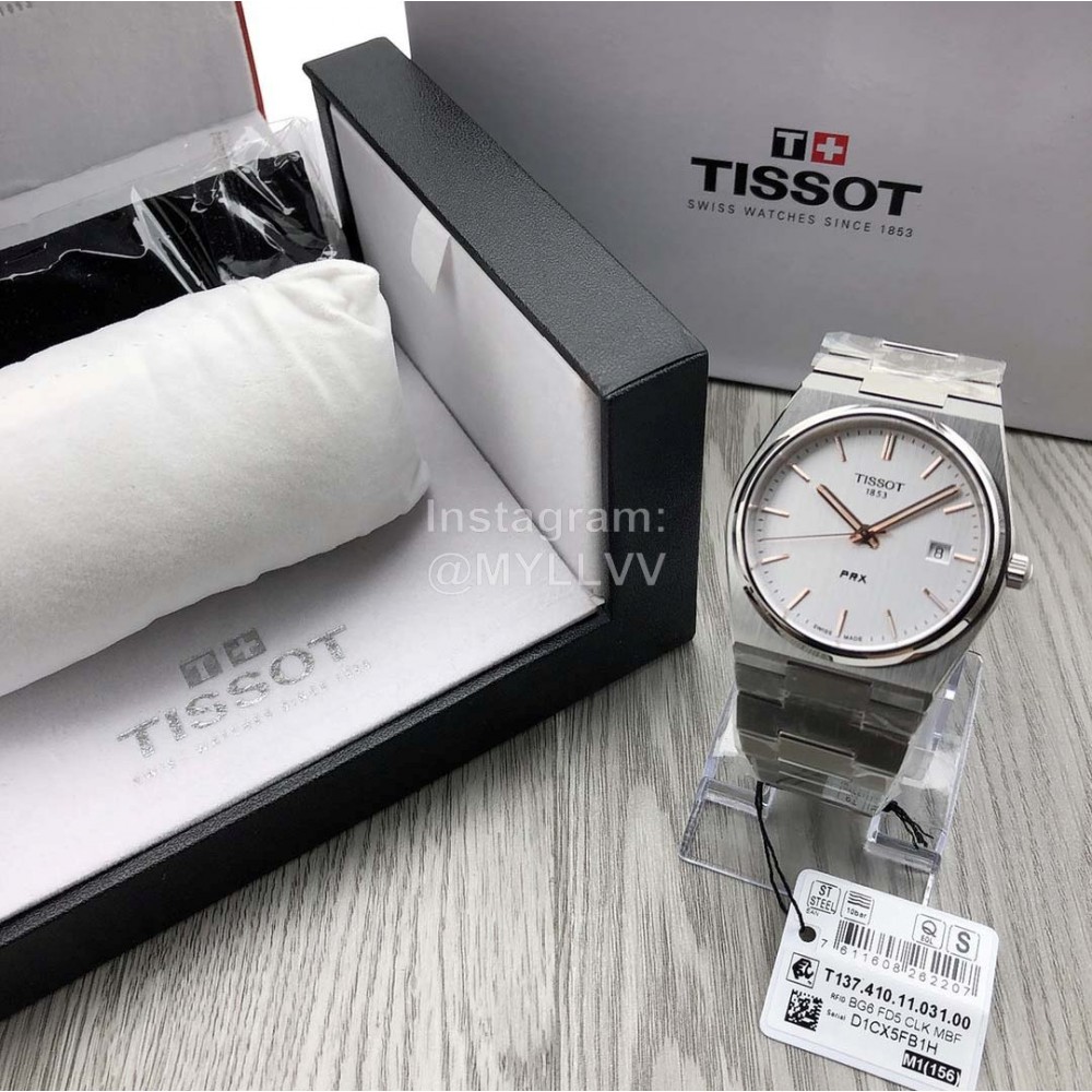 Tissot Prx Series 316 Refined Steel Luminous Watch White