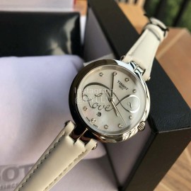 Tissot 26mm Dial White Leather Strap Watch For Women