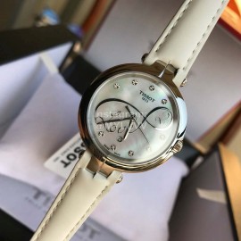 Tissot 26mm Dial White Leather Strap Watch For Women