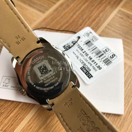 Tissot 32mm Dial Leather Strap Watch For Women White