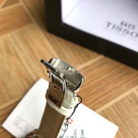 Tissot 32mm Dial Leather Strap Watch For Women White