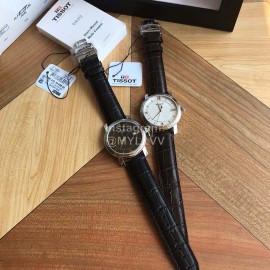 Tissot 40mm Dial Leather Strap Business Watch For Men Black