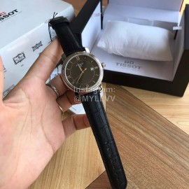 Tissot 40mm Dial Leather Strap Business Watch For Men Black