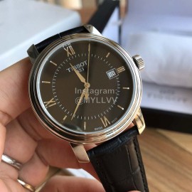 Tissot 40mm Dial Leather Strap Business Watch For Men Black