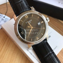 Tissot 40mm Dial Leather Strap Business Watch For Men Black