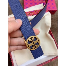 Tory Burch Fashion Calf Leather Gold Buckle 25mm Belt Blue