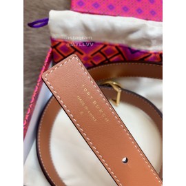 Tory Burch Fashion Calf Leather Gold Buckle 25mm Belt Blue