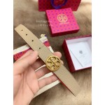 Tory Burch Fashion Calf Leather Gold Buckle 25mm Belt Khaki