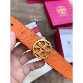 Tory Burch Fashion Calf Leather Gold Buckle 25mm Belt Orange