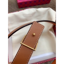 Tory Burch Fashion Calf Leather Gold Buckle 25mm Belt Orange