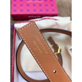 Tory Burch Fashion Calf Leather Gold Buckle 25mm Belt Orange