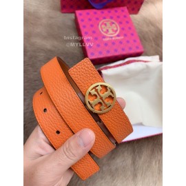 Tory Burch Fashion Calf Leather Gold Buckle 25mm Belt Orange