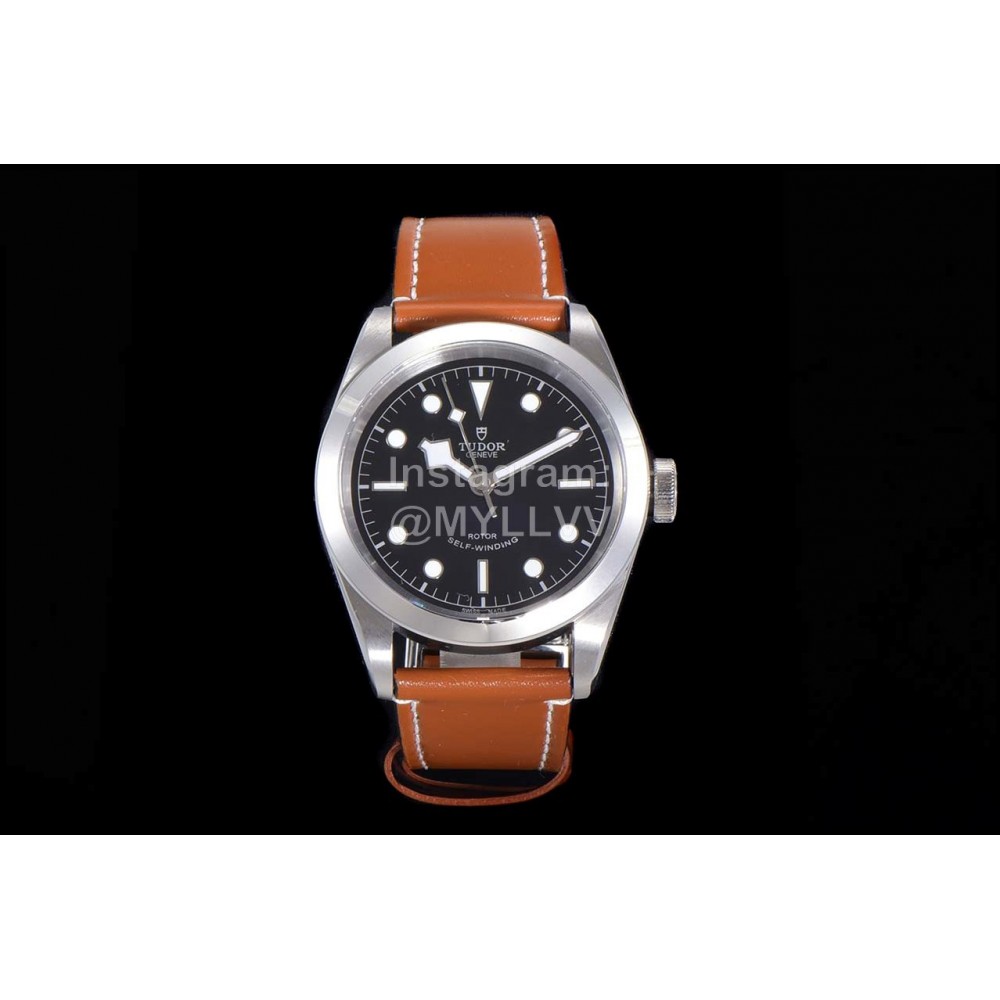Tudor 41mm Dial Luminous Brown Strap Watch For Men