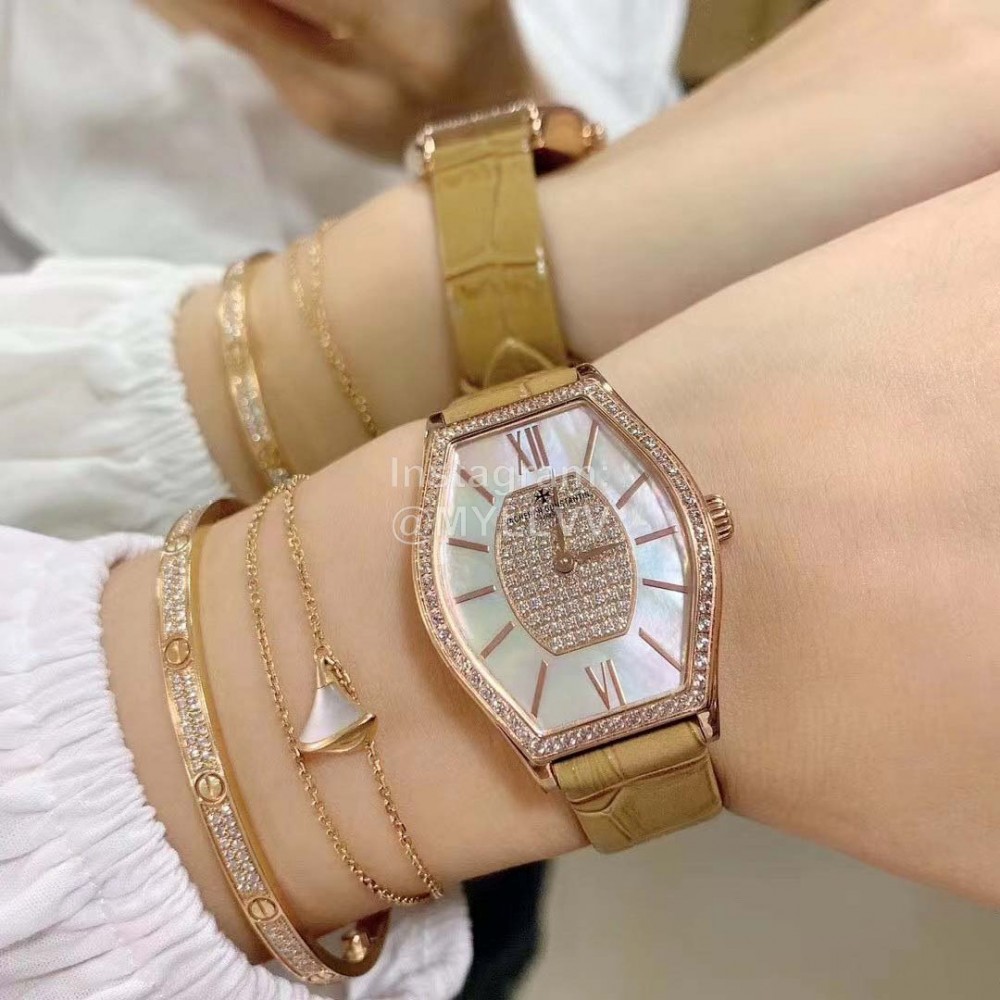 Vacheron Constantin Malte Tonneau Case Diamond Quartz Watch Khaki