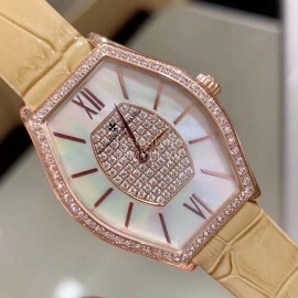 Vacheron Constantin Malte Tonneau Case Diamond Quartz Watch Khaki