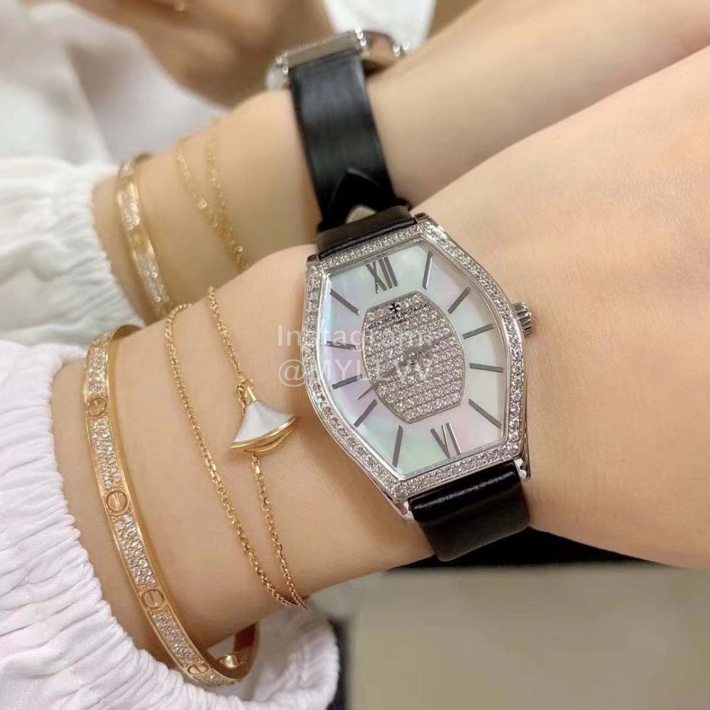 Vacheron Constantin Malte Tonneau Case Diamond Quartz Watch Black