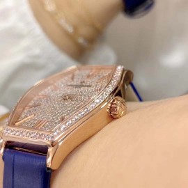 Vacheron Constantin Malte Tonneau Case Diamond Dial Quartz Watch Blue