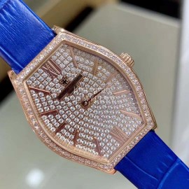 Vacheron Constantin Malte Tonneau Case Diamond Dial Quartz Watch Blue