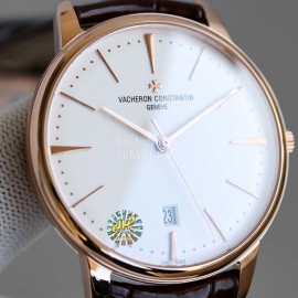 Vacheron Constantin 40mm Dial Sapphire Glass Leather Strap Watch